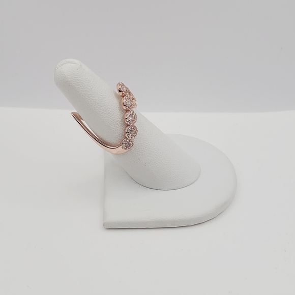 Rose Gold Chevron Halo Ring - Picture 7 of 8